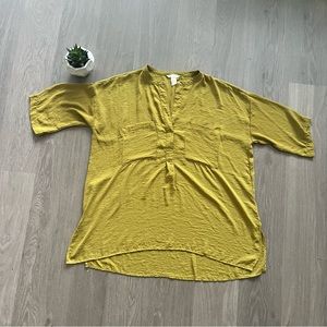 H&M Chartreuse Shirt with 3/4 Length Sleeve